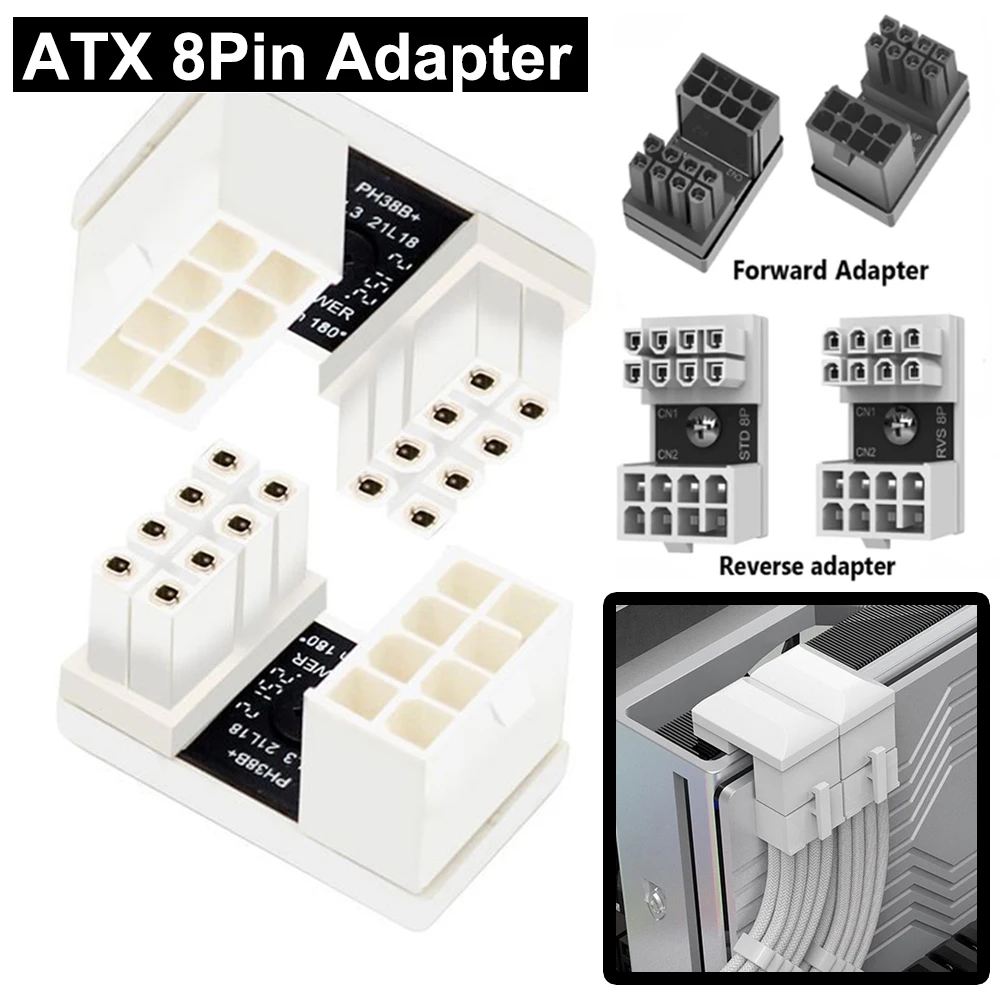 ATX PCIE 8Pin Moterų ir Vyrų 180° Kampu Jungtis GPU VGA Maitinimo Adapteris Darbalaukio Grafinio Vaizdo plokštė Vairo Connecter - 0