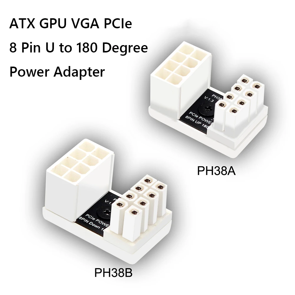 ATX PCIE 8Pin Moterų ir Vyrų 180° Kampu Jungtis GPU VGA Maitinimo Adapteris Darbalaukio Grafinio Vaizdo plokštė Vairo Connecter - 5