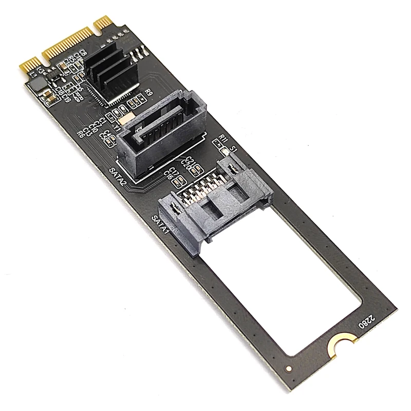 NVME Dual SATA Riser Card M. 2 NVME Į SATA3.0 6G Valdytojas M. 2 Raktas-M PCIE NVME į SATA Kietąjį Diską Keitiklį JMB582 Lustas - 0