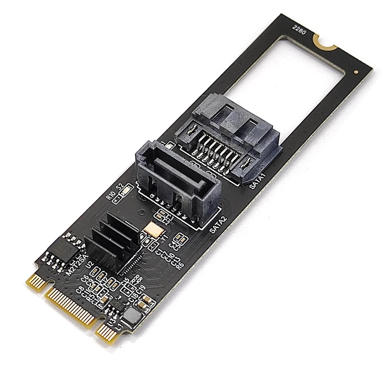 NVME Dual SATA Riser Card M. 2 NVME Į SATA3.0 6G Valdytojas M. 2 Raktas-M PCIE NVME į SATA Kietąjį Diską Keitiklį JMB582 Lustas - 1