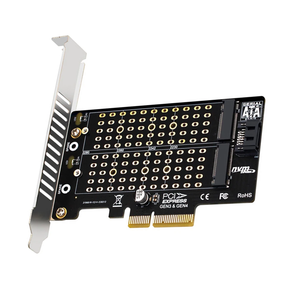 Nešiojamų Dual-Bay Mini Jungiamojo Plėtros Kortelę 32Gbps SSD Į PCIE SATA Adapteris PCI Išplėtimo Kortelę M. 2 NVMe NGFF - 0