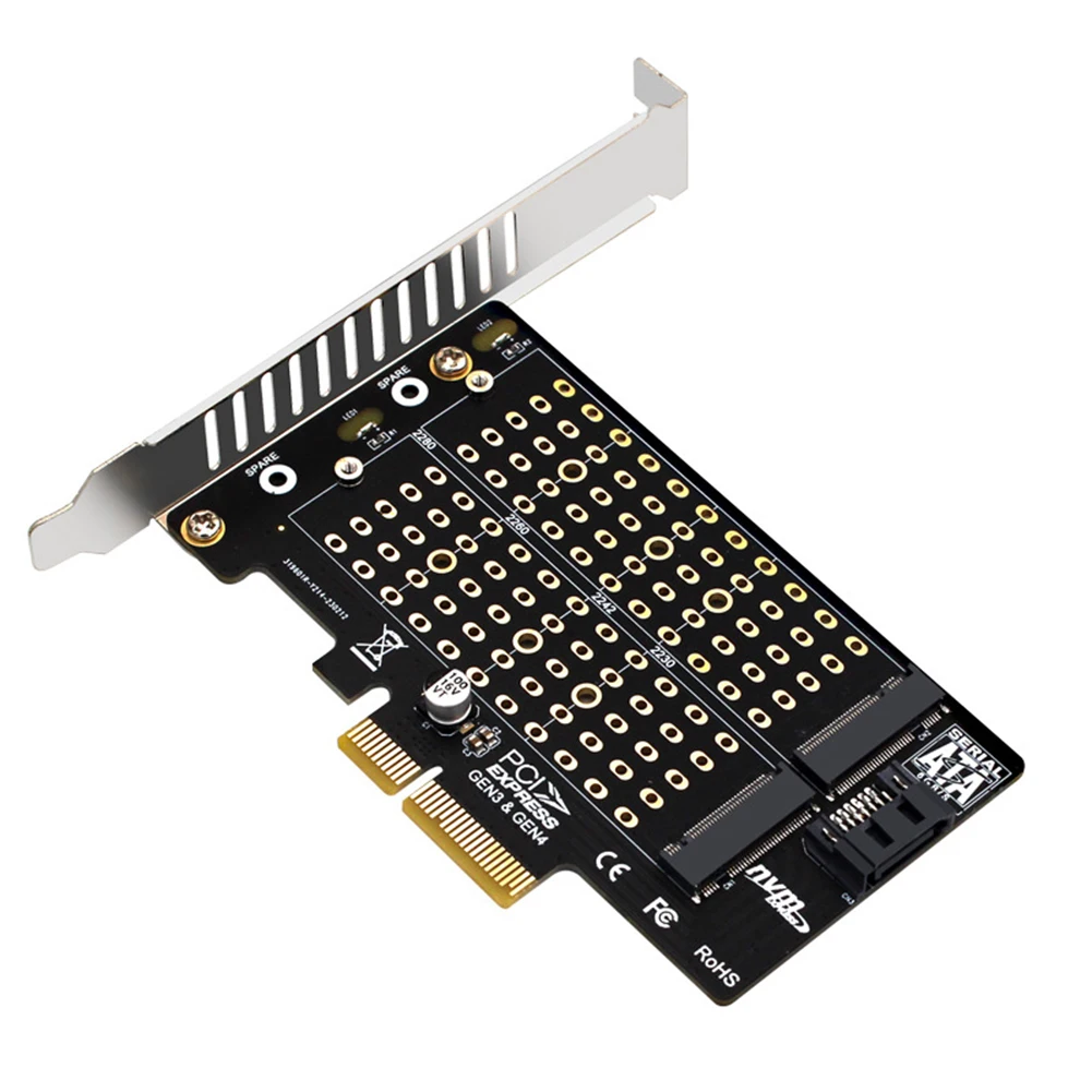 Nešiojamų Dual-Bay Mini Jungiamojo Plėtros Kortelę 32Gbps SSD Į PCIE SATA Adapteris PCI Išplėtimo Kortelę M. 2 NVMe NGFF - 1