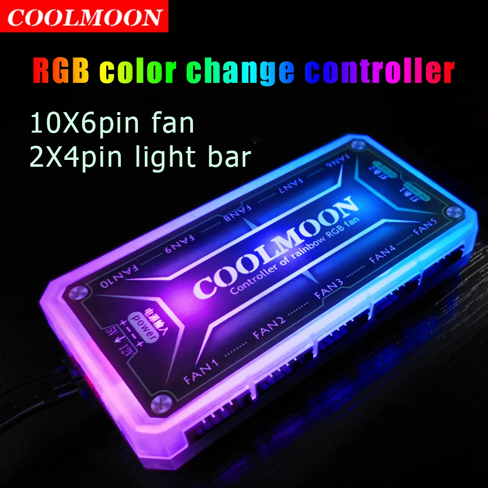 COOLMOON 1-5VNT RGB Šviesos Nuotolinio valdymo pultelis DC12V 5A LED RGB Spalva Protingas Dimeris su 10X 6pin Ventiliatorius Uosto 2 X 4pin Šviesos Juosta - 4