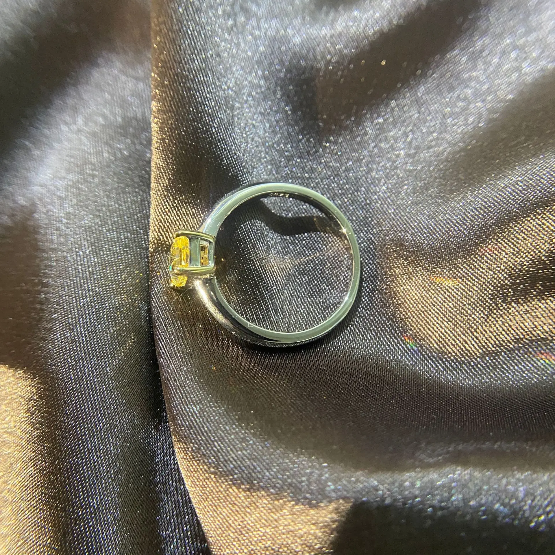 100% Nekilnojamojo 925 sterlingas sidabro su mažais ledo gėlių pjovimo išskirtinį stačiakampio formos geltonas akmuo žiedai, šaliai, papuošalai - 3