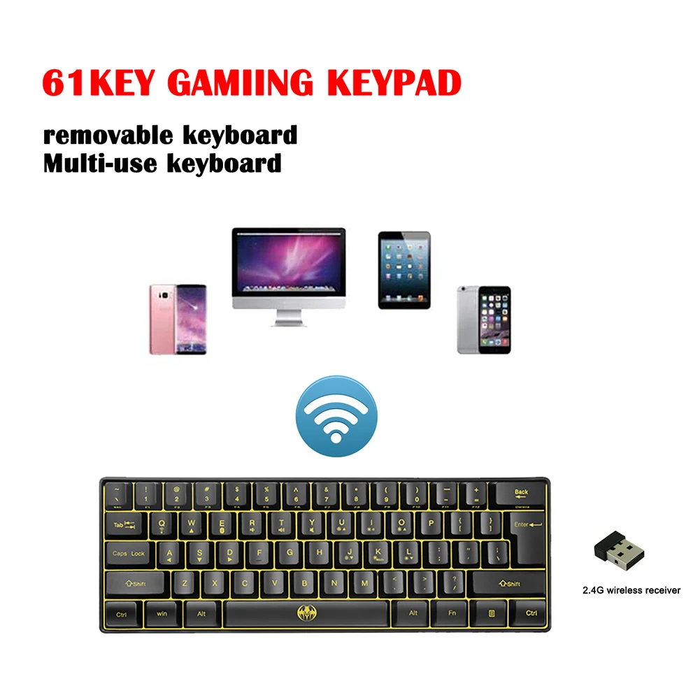 Žaidimų Klaviatūra, G61 61 Klavišai, mygtukai RGB Apšvietimu Dvitinklis Režimas Belaidę Klaviatūrą, Žaidimų KOMPIUTERIS, Kompiuterio Klaviatūra Mechaninė Klaviatūra - 3