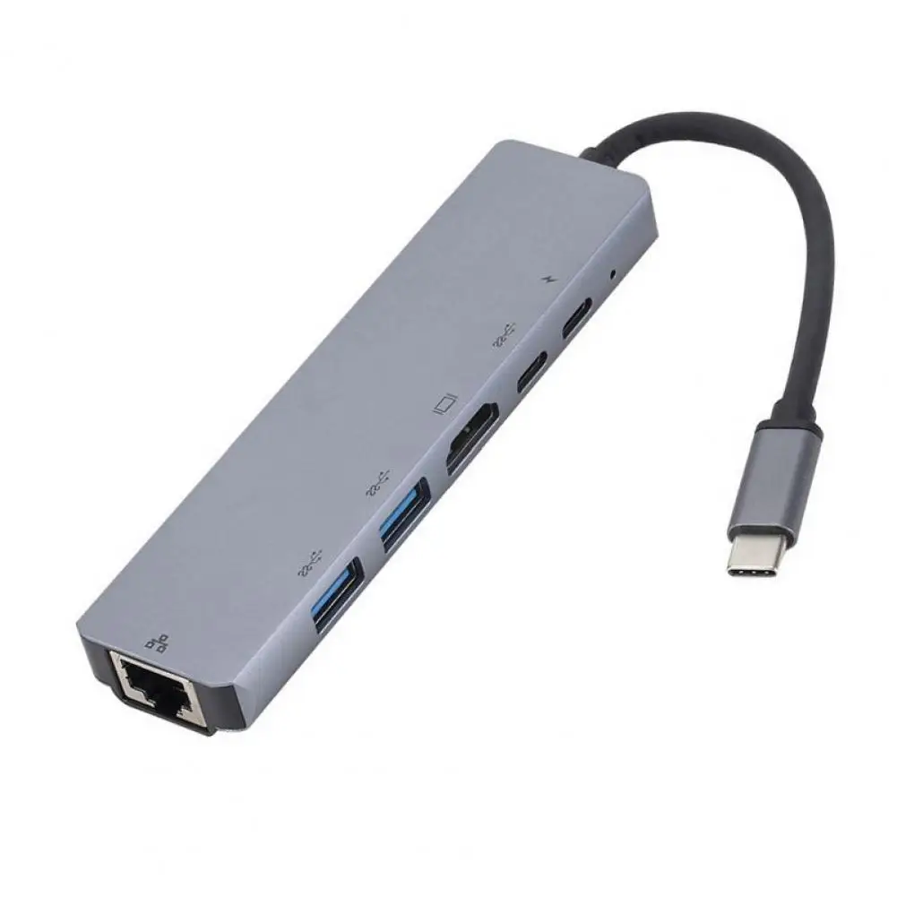 6-in-1 USB Hub Tipas-C-HDMI-suderinama PD Įkrovimas USB 3.0 Hub Doko Adapteris USB-Hub Expander Adapteris - 5