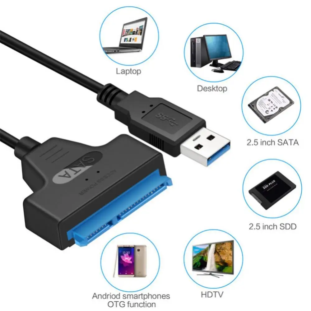 USB C SATA 3 Kabelis Sata Į USB 3.0 Adapteris Kabelio IKI 6 Gb / s Paramos 2.5 Colio Išorinis SSD HDD Kietąjį Diską 22 Pin Sata III PC - 1