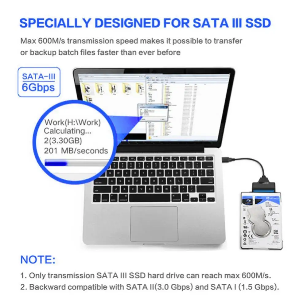 USB C SATA 3 Kabelis Sata Į USB 3.0 Adapteris Kabelio IKI 6 Gb / s Paramos 2.5 Colio Išorinis SSD HDD Kietąjį Diską 22 Pin Sata III PC - 2