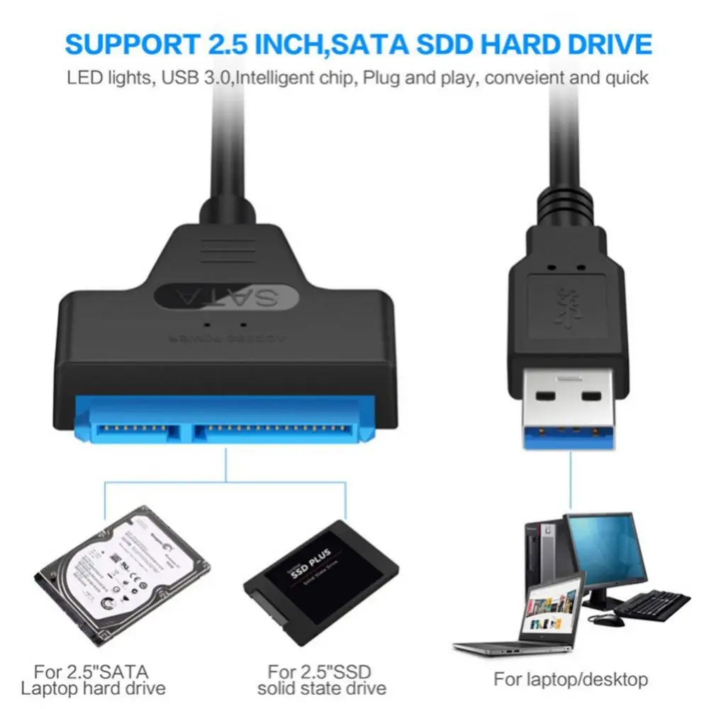 USB C SATA 3 Kabelis Sata Į USB 3.0 Adapteris Kabelio IKI 6 Gb / s Paramos 2.5 Colio Išorinis SSD HDD Kietąjį Diską 22 Pin Sata III PC - 5