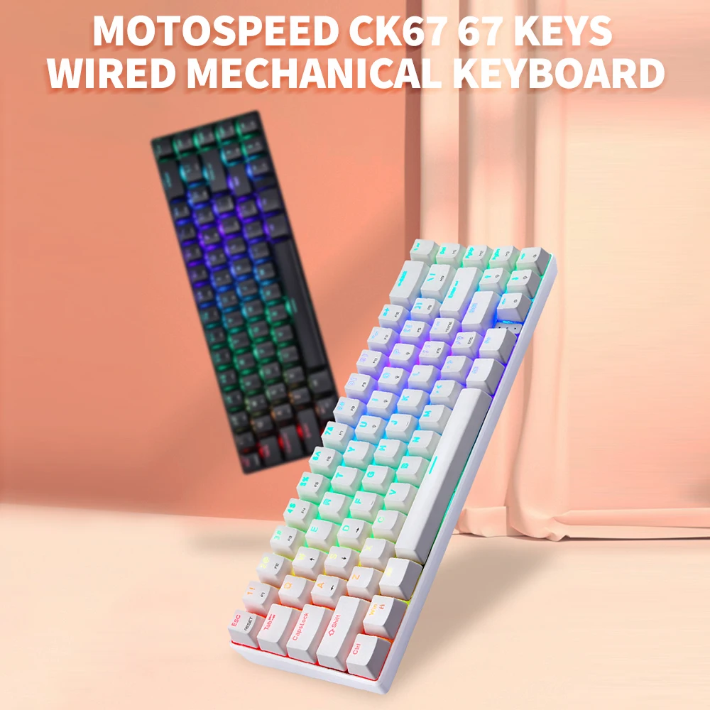 Motospeed CK67 Laidinio Mechaninė Klaviatūra RGB Šviesos Efektas ABS Keycap Kailh Raudona Jungikliai Nuimamas Duomenų Kabelis 67 Klaviatūra - 4
