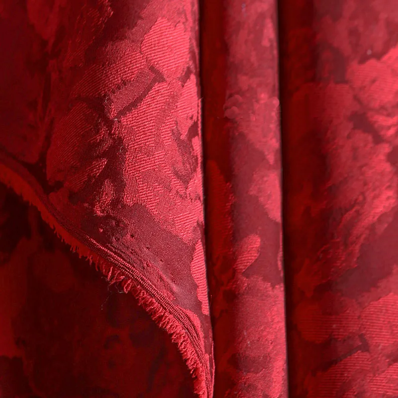 Kinų Stiliaus Raudonos Spalvos Porceliano Viskozė Žakardo Audinio Medžiagos, Drabužių Ir Tekstilės 2023 Rose Cheongsam Suknelė Dizaineris Audinys - 2