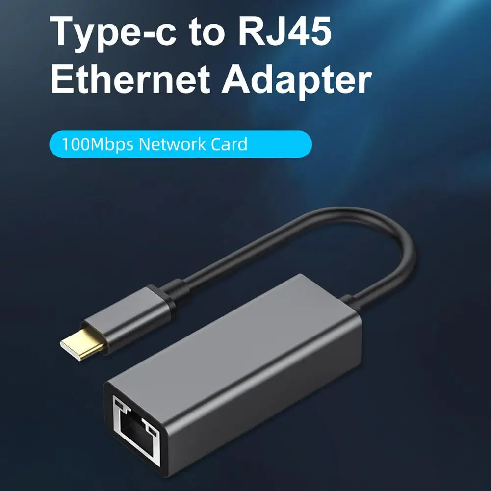 Lan Adapterio Kabelį Naudinga Tipas-C RJ45 100M Tinklo plokštė Konverteris, Patikimas, Patvarus, USB Ethernet Adapter - 2