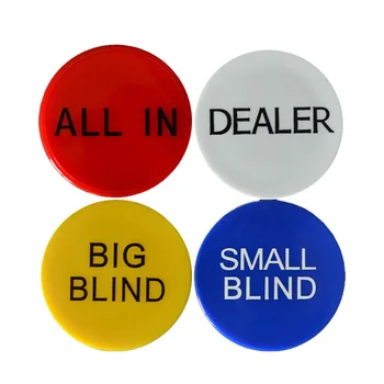 4PCS Texas Poker Chip Melamino Plastiko Apvalios Pardavėjo Monetas, SMALL BLIND, BIG BLIND PARDAVĖJO Visi Nustatyti Monetos, Sagos Žaidimas