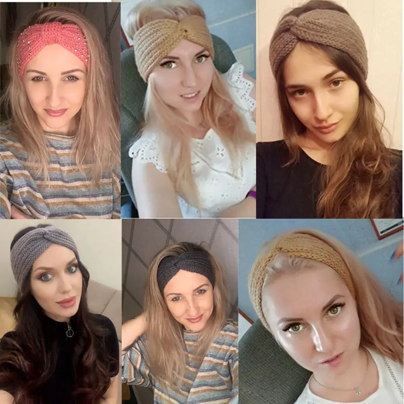 Naujas Megztas Rudenį Ir Žiemą Šiltas Lankelis Lankas Mergina Plaukų Kaspinais Elastinga Hairband Vilnos Pearl Hairband Moterų Plaukų Aksesuarai - 1