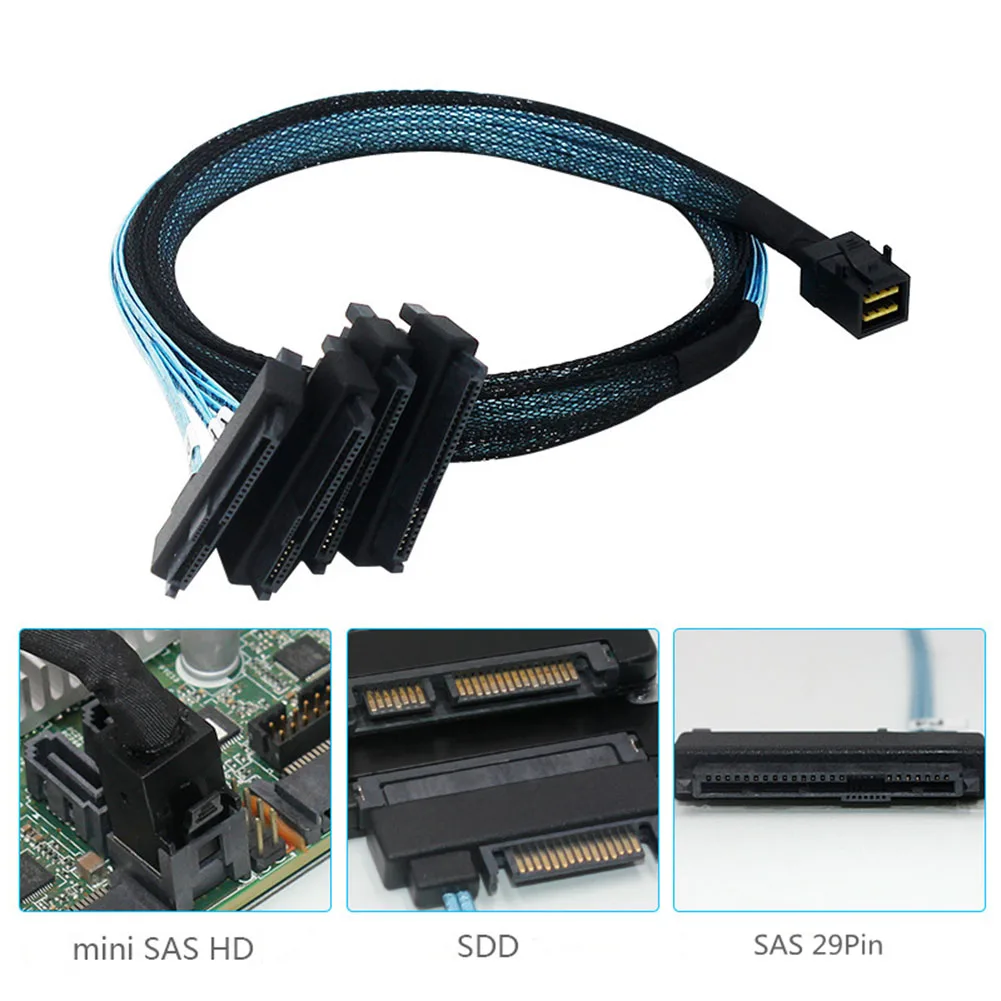 0.5/1m MiniSAS HD SFF-8643 36P Į 4SFF-8482 29 15P SAS SATA Maitinimo Adapteris Kabelio Kietąjį Diską Splitter Cable Kompiuterių Reikmenys - 0
