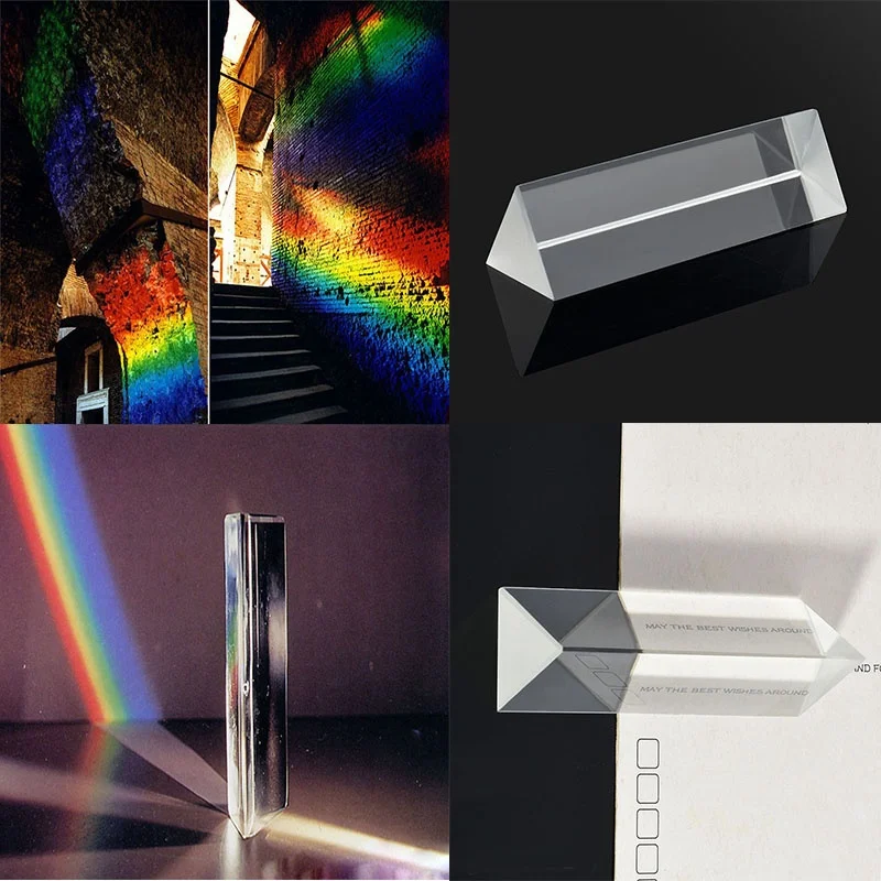 Trikampė Prizmė 80mm Vaivorykštės Kristalų, Stiklo Efektai, Filtras, Mokymo Šviesos Spektro Fizikos Analizės Priemonės - 0
