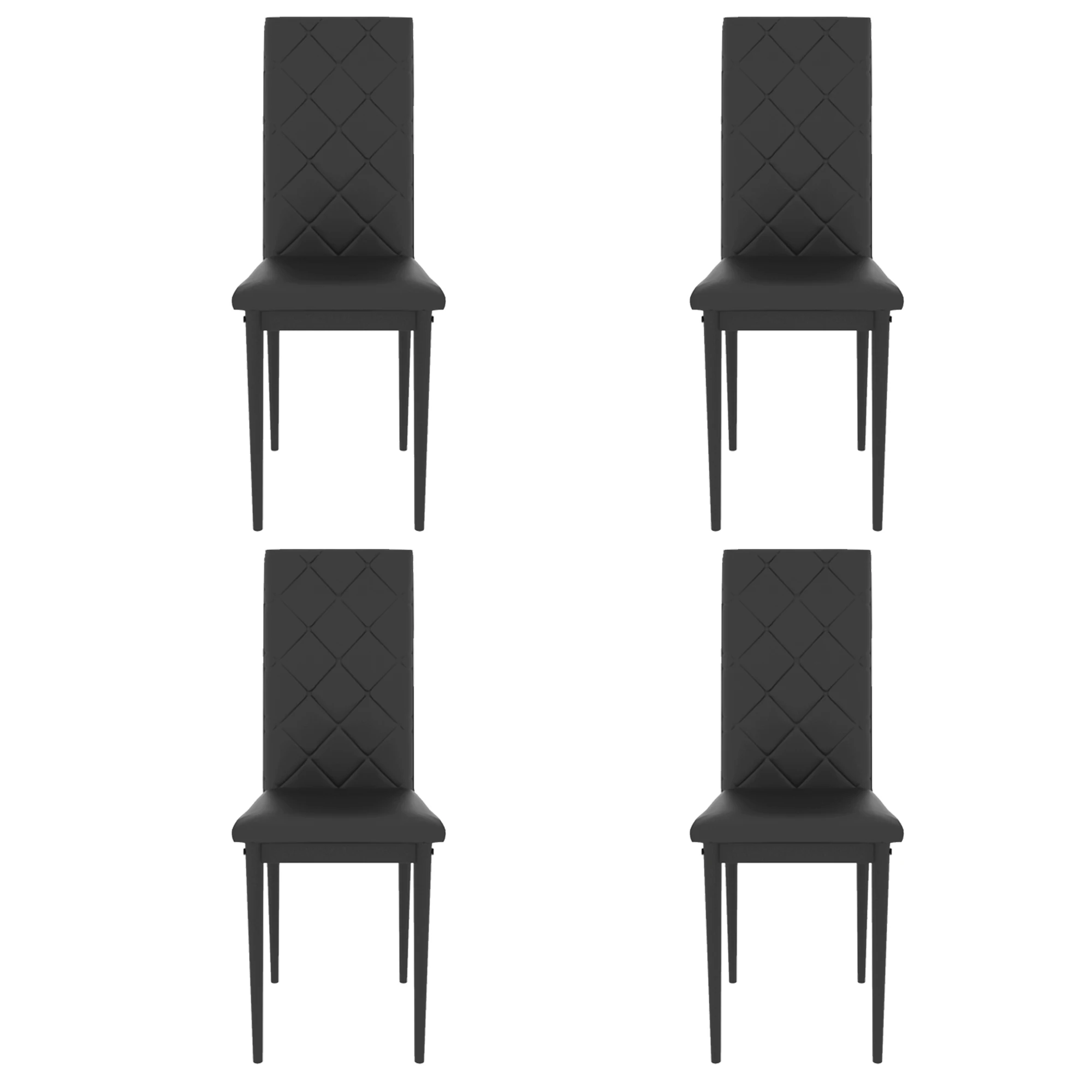 Šiuolaikinės Grūdintas Stiklas Juodos spalvos Valgomojo Stalas, Kėdės Nustatyti Paprastas Stačiakampis Gyvenamasis Kambarys su Virtuvės Stalo W/4 High-End Valgomojo Kėdės [JAV-W] - 4
