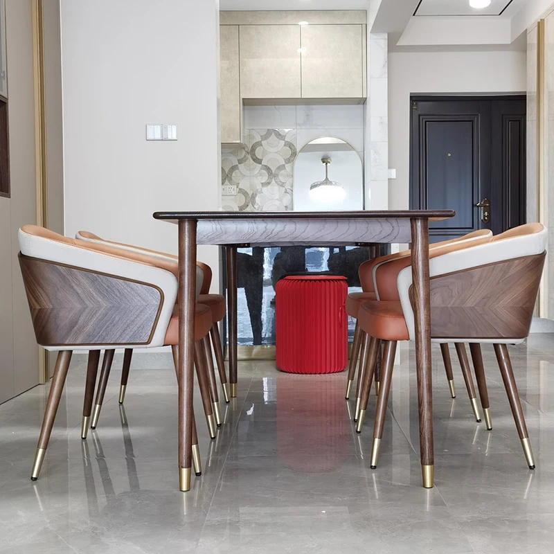 Modernaus Minimalistinio dizaino Valgomojo Kėdę, Prabangus Mediniai Fotelis Aukštos Kokybės Lounge Patogus Sėdynės Virtuvės Baldai HY50DC - 3