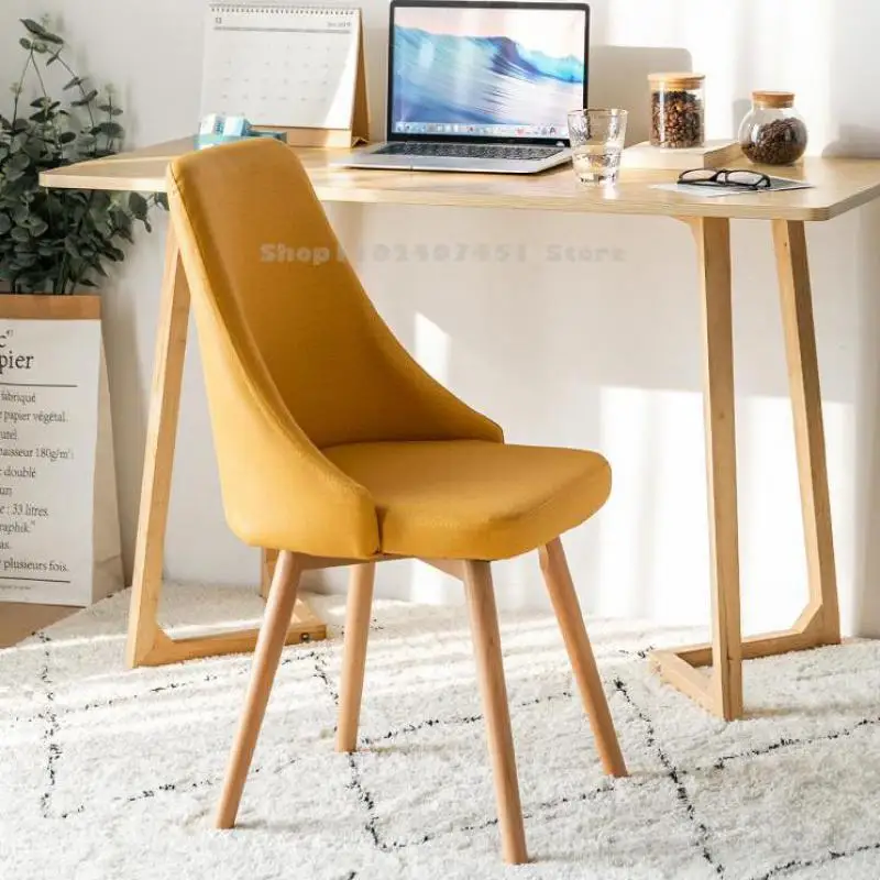 Šiaurės stalas ir kėdės audinio šiuolaikinės paprasta medžio masyvo valgomojo kėdė namų valgomojo stalas, kėdės atlošo atrama pieno arbata parduotuvė miegamasis - 0