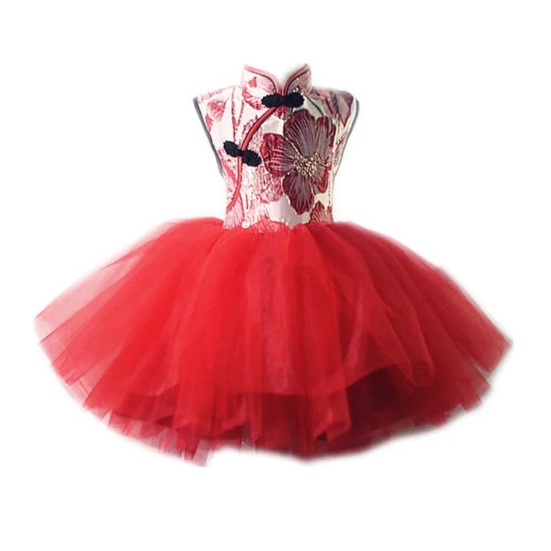 Išskirtinis kūrimo Gėlių mergaičių Suknelės Aukštos Kokybės Audinio Spausdinimo raudona Kinų stiliaus cheongsam gimtadienio Prom mergina vakarinę suknelę - 4