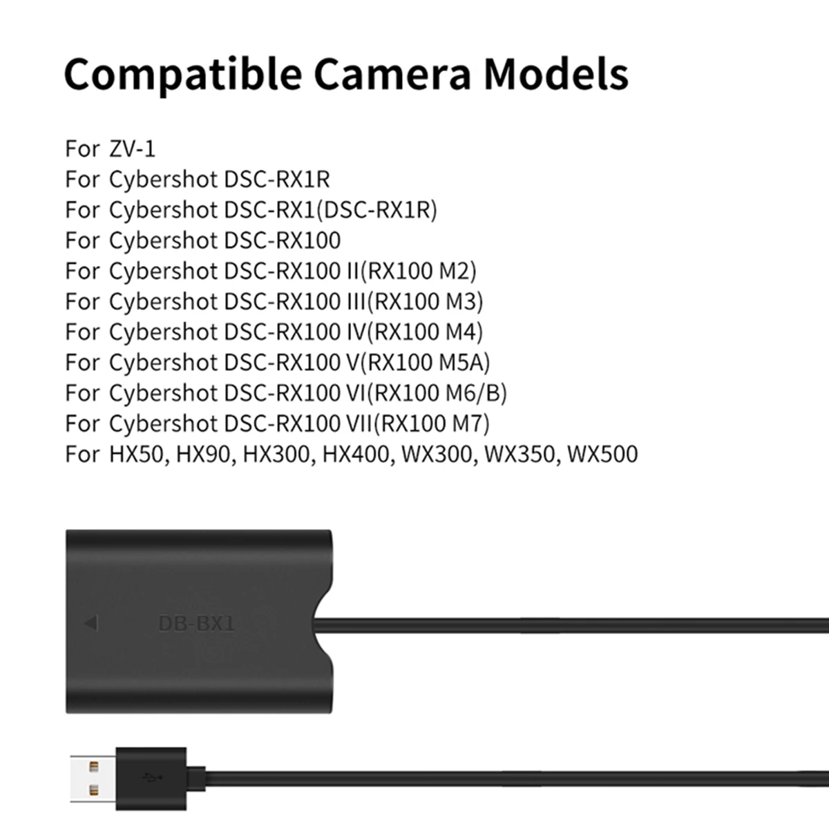 NP-BX1 Manekeno Baterija su USB Maitinimo Adapteris DC Jungtis Sony ZV-1 RX100 M7 M6 M5 RX1R HX50 HX90 HX300 HX400 Fotoaparatas - 1