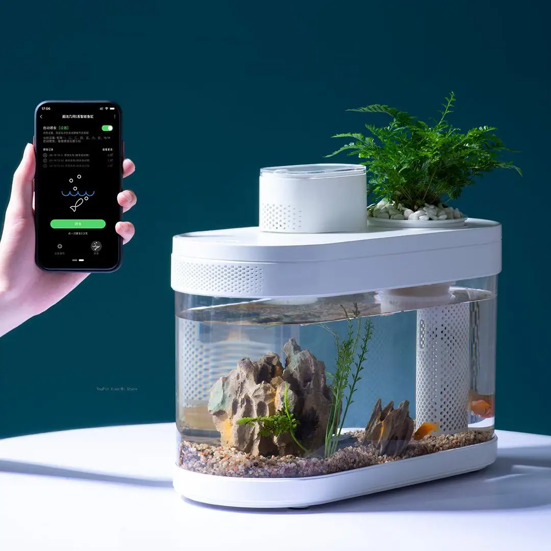 Geometrijos Amfibijas Ekologinio Žuvų Bakas Pro Automatinė Laikas Šerti Wifi Smart Box Dirbti Su Mijia Visą Spalvų Gamą Apšvietimas - 2