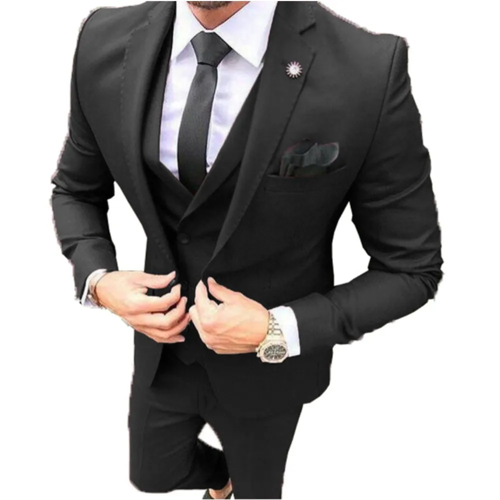 Kostiumas Homme Ruda Žingsniu Atvartas Vyrų Kostiumai Jaunikis Tuxedos Vestuvių Prom Terno Masculino Geriausią Vyro Blazer 3 Vnt (Striukė+Kelnės+Liemenė) - 1