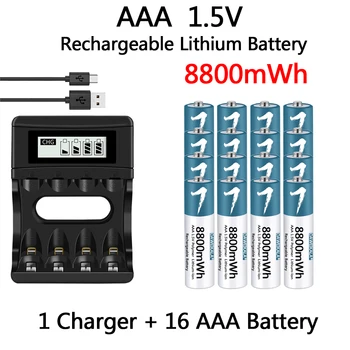 AAA Baterijos 1,5 V Polimerų Įkraunamą Ličio-jonų Baterija AAA tipo Baterijos nuotolinio valdymo pelę, Elektros žaislas su USB įkroviklis