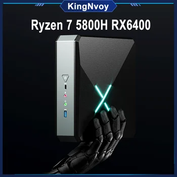 AMD Ryzen 7 5800H Radeon RX 6400 Mini PC Gamer 2*DDR4 3200MHz 2xNVMe 2x2.5G LAN Windows 11 Stalinis Kompiuteris Žaidimų WiFi6 BT5.2
