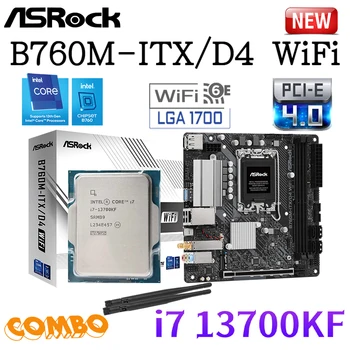 ASRock B760M-ITX/D4 WiFi LGA 1700 Plokštė + Intel i7 13700KF CPU Nustatyti Combo Paramos DDR4 64GB 5333MHz PCIe 4.0 Mainboard Naujas