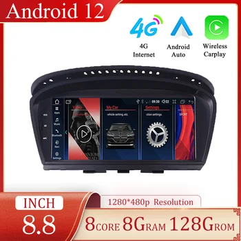 Android 12 BMW E60 E61 E63 E64 E90 E91 E92 Stereo Belaidžio Carplay Multimedia Navigacijos BMK CIC Sistema, Automobilinis Grotuvas 8.8 colių
