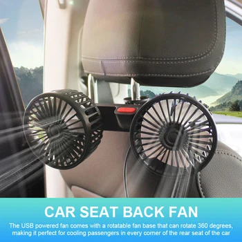 Automobilio Sėdynės atlošo Aušinimo Ventiliatorius USB Mokestis Dual Galvos Ventiliatorius 360 Laipsnių Sukimosi Auto Pagalvėlės Ventiliatorius Kaklo Aušintuvas Automobilio Salono
