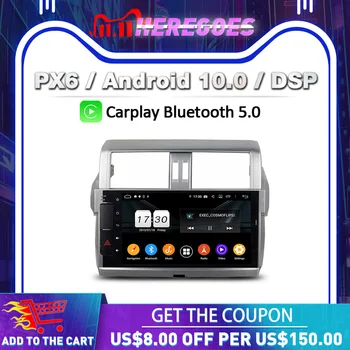 Carplay PX6 Automobilių DVD Grotuvas DSP IPS Android 10.0 64GB Wifi Bluetooth 5.0 RDS Auto Radijo, GPS, 