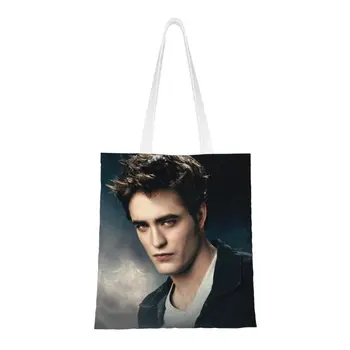 Custom Twilight Saga Edward Cullen Drobės Pirkinių Krepšys Moterims, Perdirbimo, Maisto Produktų Vampyras Fantazijos Kino Shopper Totalizator Krepšiai