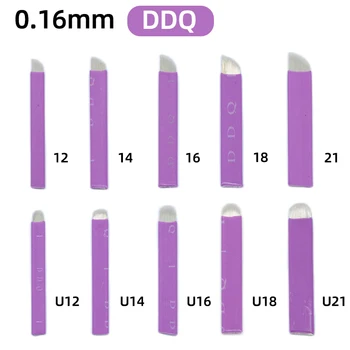 DDQ Violetinė 0.16 mm U Formos 12U 14U 16U 18U Microblading Adatas, permanentinis Makiažas Tiekimo Vadovas Antakių Peiliukai