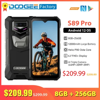DOOGEE S89 Pro 64MP Kamera Smartphone 12000mAh 65W Greito Įkrovimo Tvirtas mobilusis telefonas, 8GB 256 GB Gel P90 Android 12 Mobilusis Telefonas