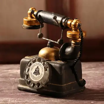 Derva Telefono Modelis Vintage Telefono Miniatiūriniai Retro Knygyne Kavinė Decora Papuošalų Fotografijos Rekvizitai Baras Dekoratyvinis Telefonai