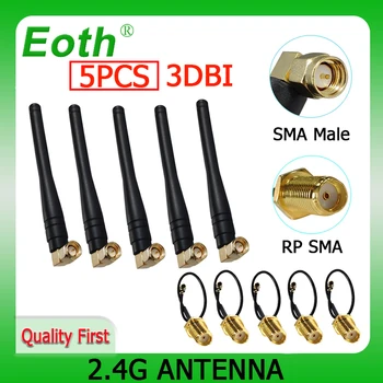 EOTH 5vnt 2.4 g 3dbi antena sma male wlan wifi 2.4 ghz antene IPX ipex1 SMA female galiuku Pratęsimo 21cm Kabelis di modulis, antena