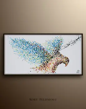 Erelis plaukioja su du dideli sparnai lašas peilis tapybos gražių namų dekoro gyvūnų erelis aliejaus tapybai didelis paukštis naftos tapyba