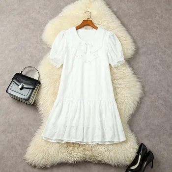 Europos ir Amerikos moterų drabužiai 2023 m. pavasarį naujas Burbulas rankovės Puošnios lėlės apykaklės siuvinėjimo Mados slidinėti suknelė