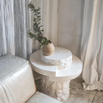 Europos prabangos kambarį modernus dizainas kreko akmens mažas travertinas pusėje stalo natūralaus marmuro didmeninė pritaikymas savo reikmėms