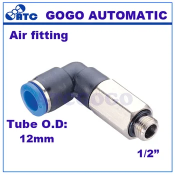 GOGO 10vnt daug L tipo 12mm 1/2 BSPP sriegiu alkūnė pu žarnos jungtis PLL12-G04 nailono vamzdžio bendras pneumatinės montavimo