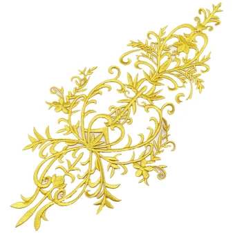 Geležies Nėrinių Appliques 3D Sunkiojo Stiliaus Aukso Išsiuvinėti Pleistrai Derliaus Cosplay Kostiumų Appliqued Nėrinių Apdaila 