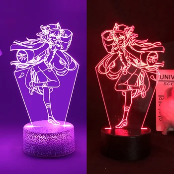 Genshin Poveikio Naktį Šviesos Hu Tao Už Vaikas Anime 3D Led Iliuzija Miegamojo Lempa Atmosfera Naktiniai Gimtadienio Dekoras Super Draugas, Dovana,