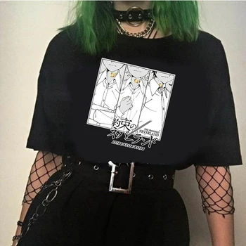 Harajuku Anime Pažadėjo NeverlandT Marškinėliai Moterims Spausdinti Juokinga T-shirt Mielas Anime Top Tee Moteris