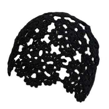 Hat Tuščiaviduriai Vertus, Kablys Gėlių Puloveris Skrybėlę Moterų Vintage Stiliaus Kvėpuojantis Megzti Headcap