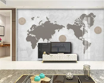 Individualizuotos fono paveikslėlį 3d trimatis Europos paprasta nostalgiškas pasaulio žemėlapyje laikrodis salė kambarį fono sienos freskos tapety