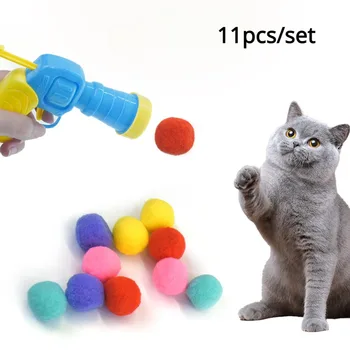 Interaktyvus Pliušinis Kamuolys Šaudymo Pistoletas Ruožas Mokymo Kačių Žaislai, Kūrybiniai Žaidimai Naminių Kačių Kačiukų Ball Žaislas