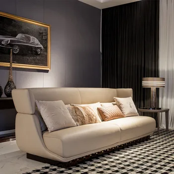 Italijos šviesos prabangos odos sofos, villa kambarį viešbutyje moderni sofa