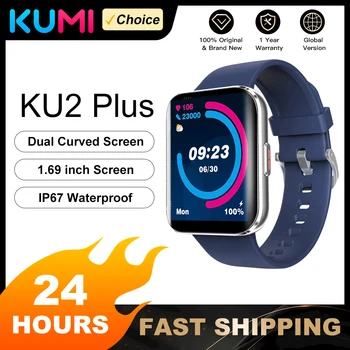 KUMI KU2 Plius 1.69 Colių Dual Lenktas Ekranas Vyrų Smart Žiūrėti Fitneso Širdies ritmo Monitorius Kraujo Deguonies Smartwatch 